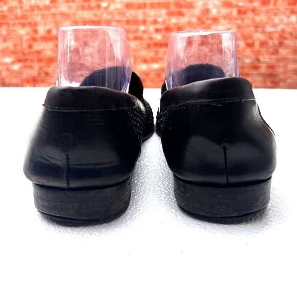 Braganos Men 9 Old Money Loafers Black English Calf Leather Slip On Finely Woven - Picture 5 of 15